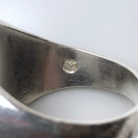 Maison Margiela Large Solid Silver Brushed Matte Numbers Logo Signet Ring - Picture 5 of 6